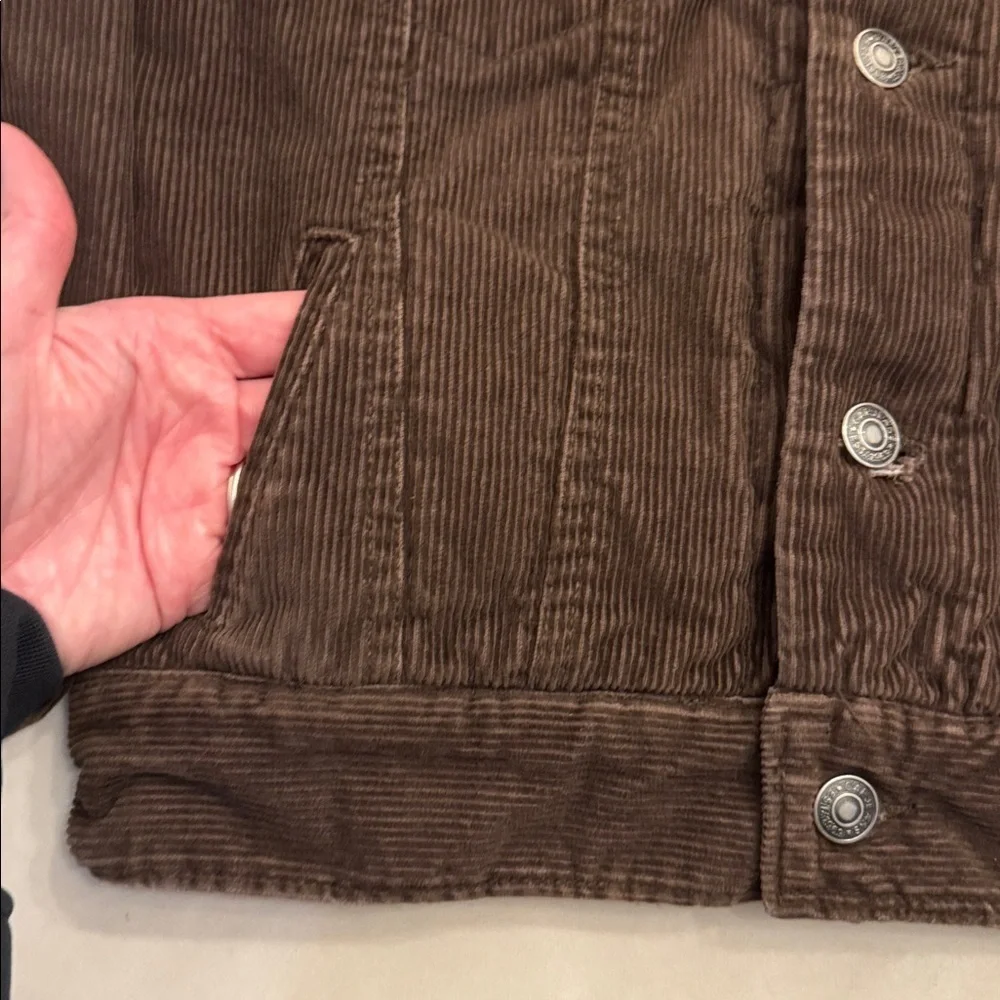 ADORABLE! GAP Kids Brown Corduroy Jacket with Sherpa Collar, sz S